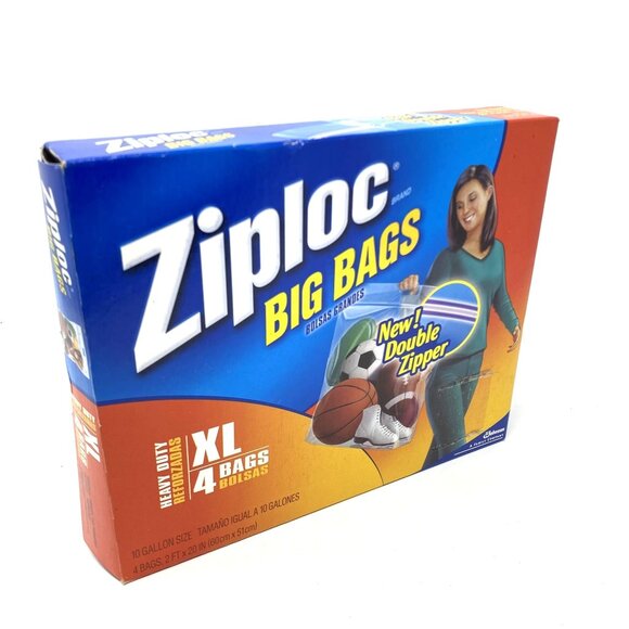 Ziploc Heavy Duty Big Bags XL 10 Gallons Zip Storage Organization 2 Bags Only - Picture 1 of 7